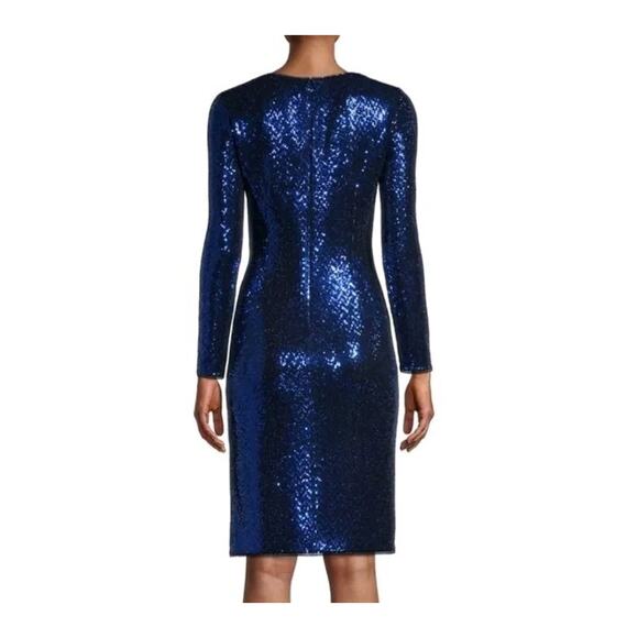 Aidan Mattox prom Cocktail Dress Sequin metallic wedding Cobalt Blue 10 A000406 - Picture 2 of 8